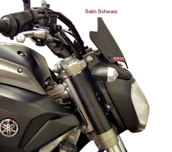 Sport Verkleidungsscheibe Satin Schwarz für Yamaha MT 07 FZ 04 Bj 14-