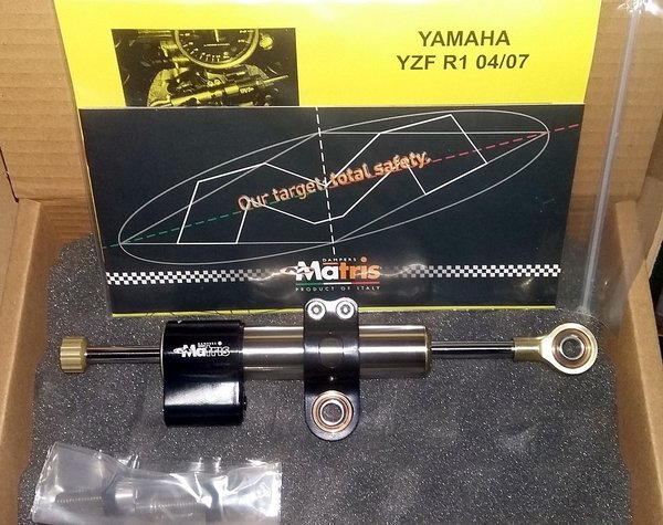 Matris Lenkungsdämpfer KIT für Yamaha YZF R1 Bj 04- Schwarz Eloxiert