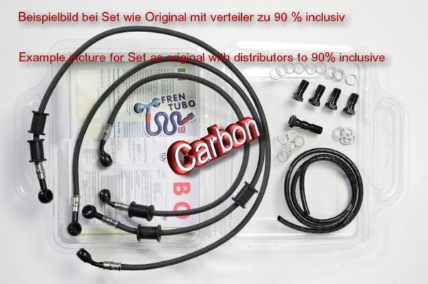 Carbon Bremsschlauch Leitung Set für Ducati Scrambler 800 Bj 15- V + H incl Hohlschrauben